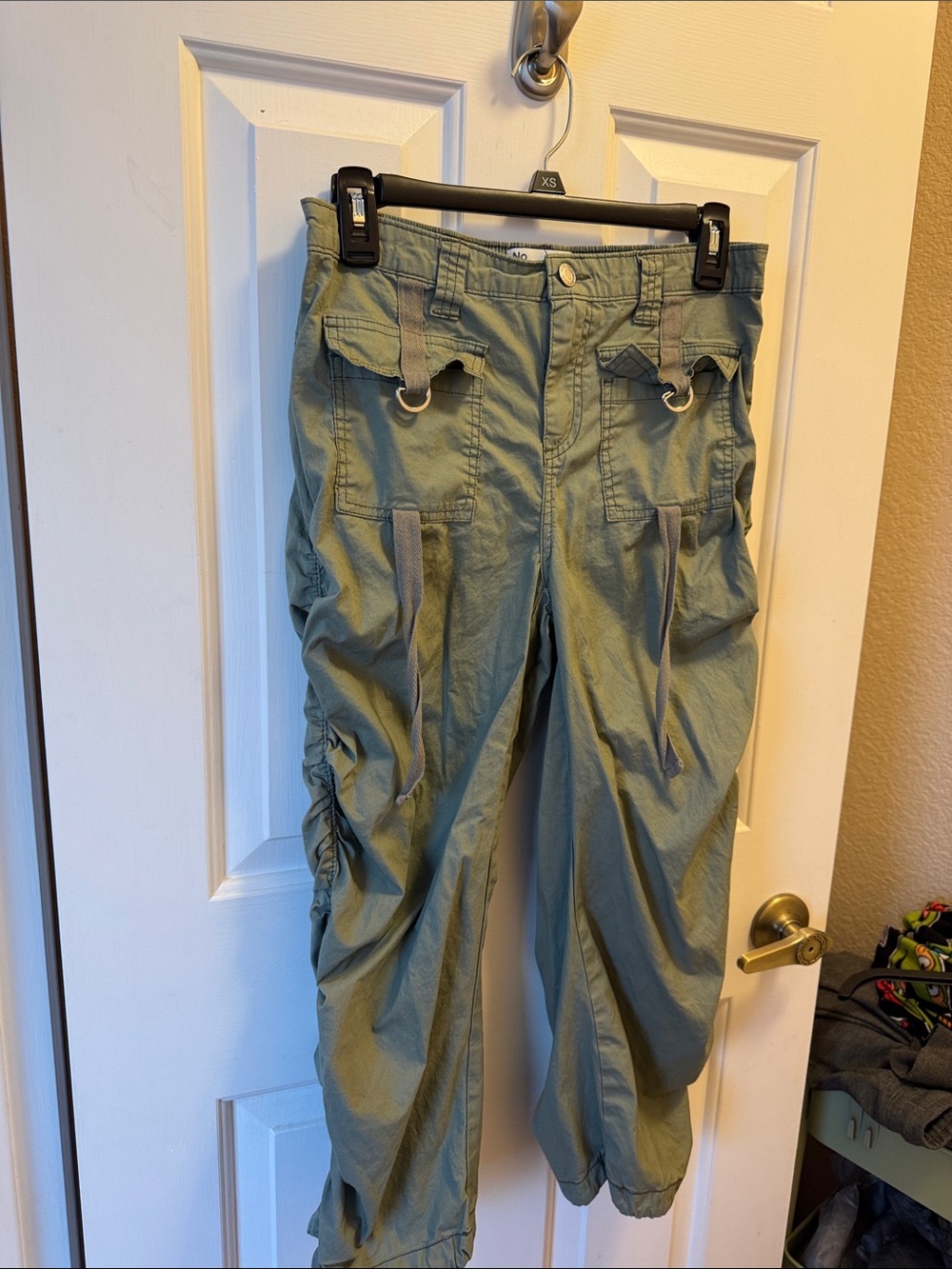 No Boundaries Olive Capris Cargo Pants with D-Ring & Drawstring Details